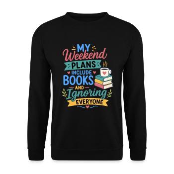 Lesen Bücher Roman Fan Leseratte Design - Unisex Pullover - Schwarz - Vorne - Alina (178cm) & Michal (187cm)