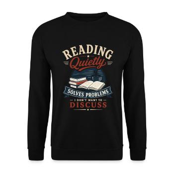 Bücherwurm Bookworm Lesen Bücherliebe Motiv - Unisex Pullover - Schwarz - Vorne - Alina (178cm) & Michal (187cm)