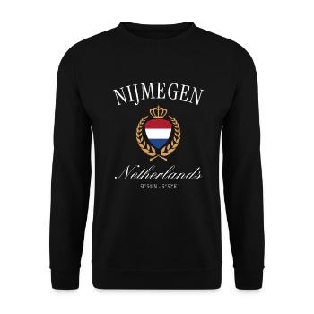Couronne des armoiries de Nimègue – Souvenir de voyage aux Pays-Bas - Sweat-shirt Unisexe - noir - Devant - Alina (178cm) & Michal (187cm)