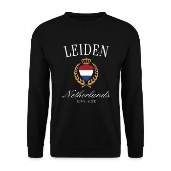 Couronne des armoiries de Leiden – Souvenir de voyage aux Pays-Bas - Sweat-shirt Unisexe - noir - Devant - Alina (178cm) & Michal (187cm)