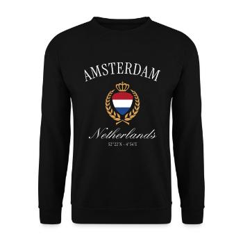 Blason d’Amsterdam Couronne Souvenir de voyage des Pays-Bas - Sweat-shirt Unisexe - noir - Devant - Alina (178cm) & Michal (187cm)
