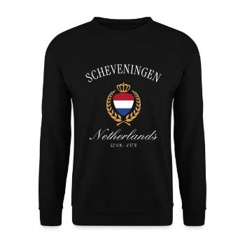 Couronne des armoiries de Scheveningen – Pays-Bas Voyage - Sweat-shirt Unisexe - noir - Devant - Alina (178cm) & Michal (187cm)