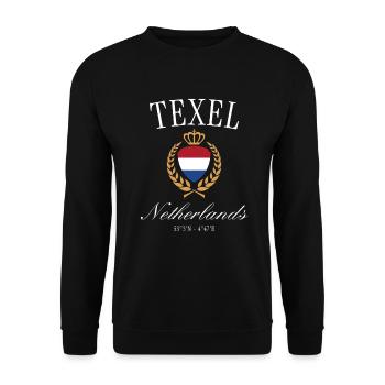 Couronne des armoiries Texel – Souvenir de voyage aux Pays-Bas - Sweat-shirt Unisexe - noir - Devant - Alina (178cm) & Michal (187cm)