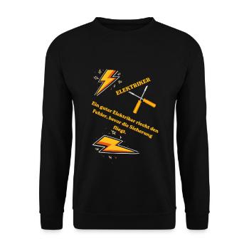 Elektriker T-Shirt Lustiges Geschenk Beruf Humor!! - Unisex Pullover - Schwarz - Vorne - Alina (178cm) & Michal (187cm)