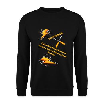 Elektriker T-Shirt Lustiges Geschenk Beruf Humor!! - Unisex Pullover - Schwarz - Vorne - Alina (178cm) & Michal (187cm)