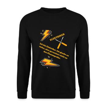 Elektriker T-Shirt Lustiges Geschenk Beruf Humor!! - Unisex Pullover - Schwarz - Vorne - Alina (178cm) & Michal (187cm)