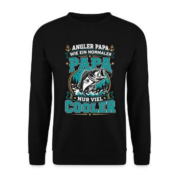 Angler Papa – Viel Cooler Vater - Unisex Pullover - Schwarz - Vorne - Alina (178cm) & Michal (187cm)