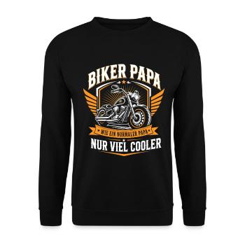 Biker Papa – Mehr Als Normal - Unisex Pullover - Schwarz - Vorne - Alina (178cm) & Michal (187cm)