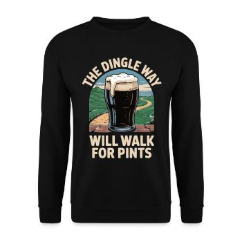 Beer T-Shirt The Dingle Way – Irish Pub Motif - Unisex Sweatshirt - black - Front - Alina (178cm) & Michal (187cm)