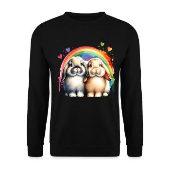 Dwarf Ram Rabbit Gift - Unisex Sweatshirt - black - Front - Alina (178cm) & Michal (187cm)