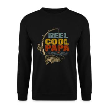 Moulinet vintage du pêcheur drôle Papa cool - Sweat-shirt Unisexe - noir - Devant - Alina (178cm) & Michal (187cm)
