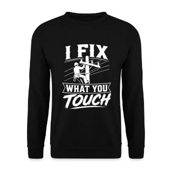 Motif de ligne électrique Papa câble - Sweat-shirt Unisexe - noir - Devant - Alina (178cm) & Michal (187cm)
