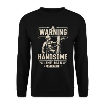 Electricity Cable Technology Electrician Motif - Unisex Sweatshirt - black - Front - Alina (178cm) & Michal (187cm)