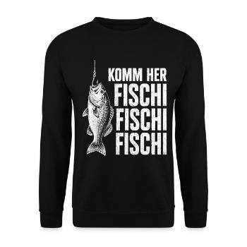 Angeln Angler Fischer Fisch Lustiges Angler Spruch - Unisex Pullover - Schwarz - Vorne - Alina (178cm) & Michal (187cm)