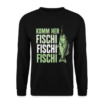 Angeln Angler Fischer Fisch Lustiges Angler Spruch - Unisex Pullover - Schwarz - Vorne - Alina (178cm) & Michal (187cm)