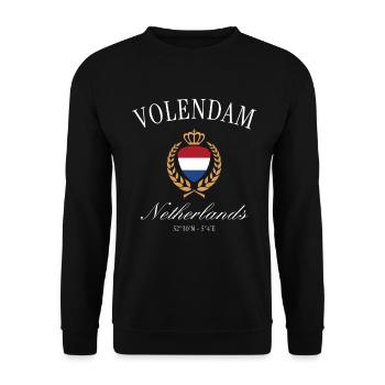 Couronne des armoiries de Volendam – Souvenir de voyage aux Pays-Bas - Sweat-shirt Unisexe - noir - Devant - Alina (178cm) & Michal (187cm)