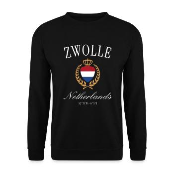 Couronne des armoiries Zwolle – Souvenir de voyage aux Pays-Bas - Sweat-shirt Unisexe - noir - Devant - Alina (178cm) & Michal (187cm)