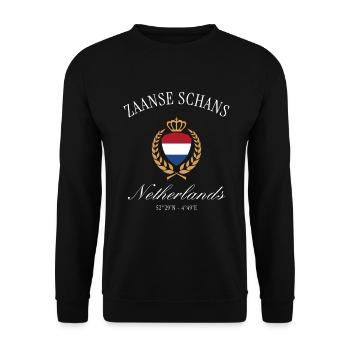 Zaanse Schans Wappen Krone Holland Reise Souvenir - Unisex Pullover - Schwarz - Vorne - Alina (178cm) & Michal (187cm)