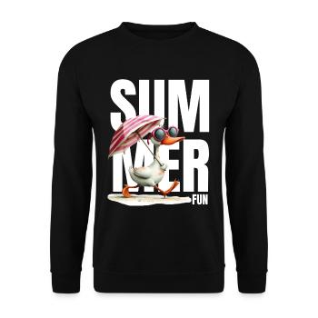 Summer duck with parasol & glasses - Unisex Sweatshirt - black - Front - Alina (178cm) & Michal (187cm)