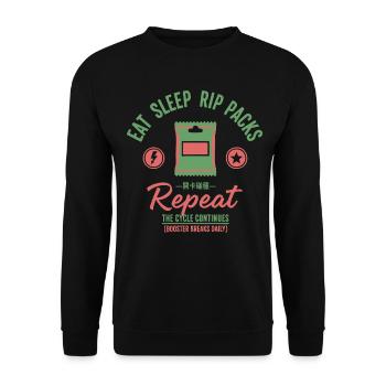 Eat Sleep Rip Packs Repeat trading card - Unisex Sweatshirt - black - Front - Alina (178cm) & Michal (187cm)