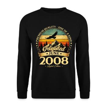 18th Birthday Gift Vintage June Vintage 2008 - Unisex Sweatshirt - black - Front - Alina (178cm) & Michal (187cm)