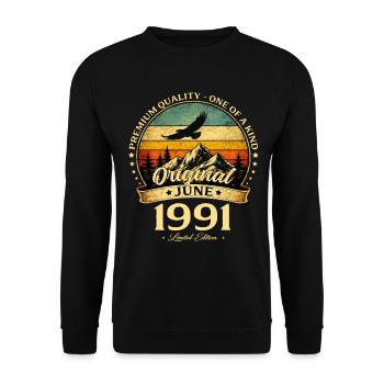 Cadeau du 35e anniversaire Millésime de juin Millésime 1991 - Sweat-shirt Unisexe - noir - Devant - Alina (178cm) & Michal (187cm)
