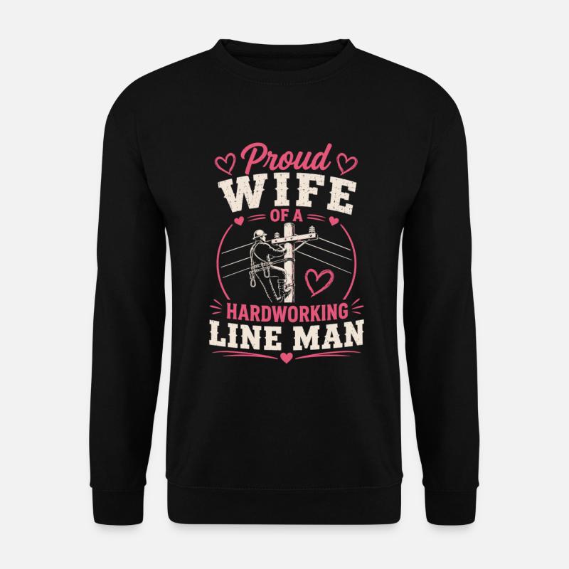Strom Arbeiter Ehefrau Elektriker Technik - Unisex Pullover - Schwarz