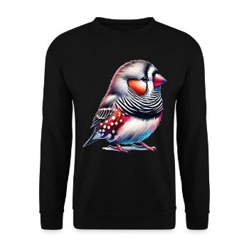 Zebra Finch Motif - Unisex Sweatshirt - black - Front - Alina (178cm) & Michal (187cm)
