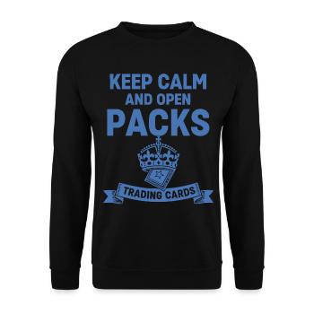 Keep Calm And Open Packs Trading Cards Collector - Unisex Sweatshirt - black - Front - Alina (178cm) & Michal (187cm)