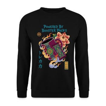 Powered By Booster Packs Trading Card Collector - Unisex Sweatshirt - black - Front - Alina (178cm) & Michal (187cm)