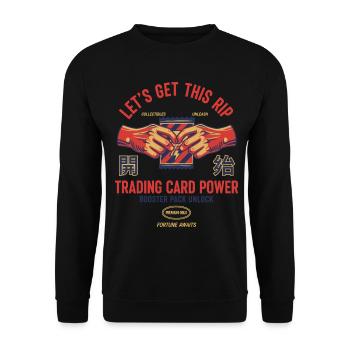 Lets Get This Rip Trading Card Power Booster Pack - Unisex Sweatshirt - black - Front - Alina (178cm) & Michal (187cm)