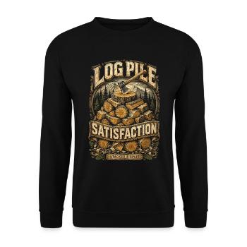 Lumberjack Lumberjack Log Pile Satisfaction - Unisex Sweatshirt - black - Front - Alina (178cm) & Michal (187cm)