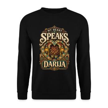 Maroc marocain Mon cœur parle Darija - Sweat-shirt Unisexe - noir - Devant - Alina (178cm) & Michal (187cm)