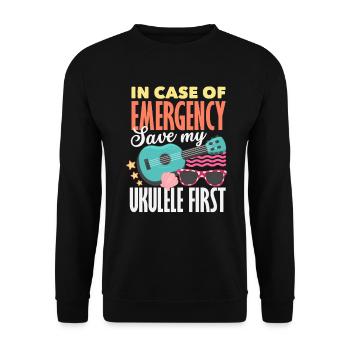 En cas d’urgence, Sauvez mon ukulélé d’abord - Sweat-shirt Unisexe - noir - Devant - Alina (178cm) & Michal (187cm)