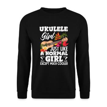 Ne sous-estimez jamais une fille avec un ukulélé Hawaii - Sweat-shirt Unisexe - noir - Devant - Alina (178cm) & Michal (187cm)
