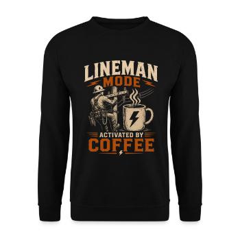 Lustiger Lineman Kaffee Strom Arbeit - Unisex Pullover - Schwarz - Vorne - Alina (178cm) & Michal (187cm)