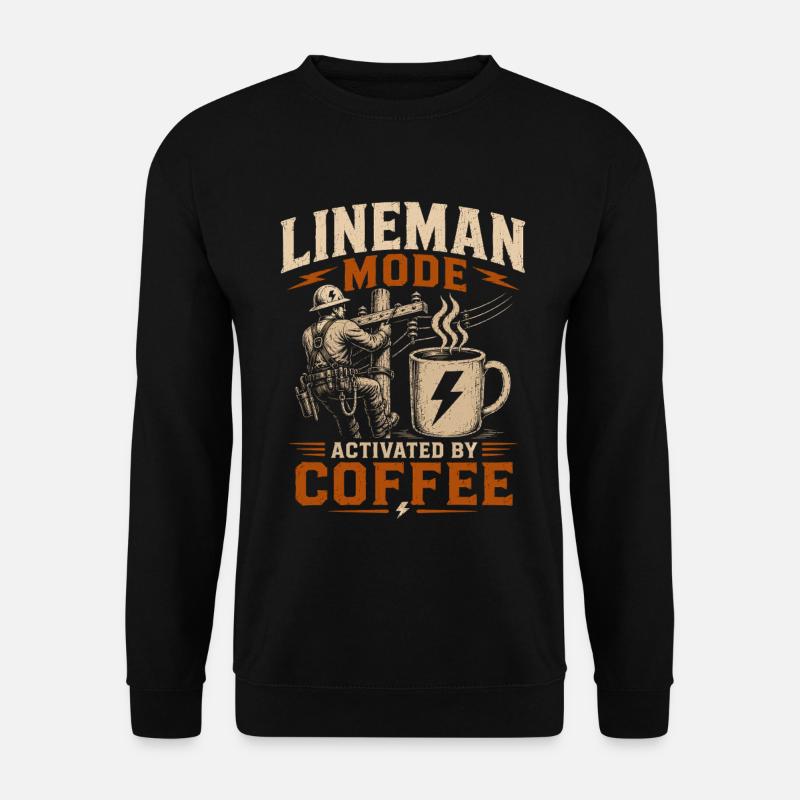 Lustiger Lineman Kaffee Strom Arbeit - Unisex Pullover - Schwarz