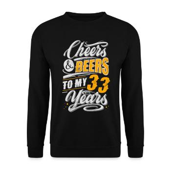33. Geburtstag - Unisex Pullover - Schwarz - Vorne - Alina (178cm) & Michal (187cm)