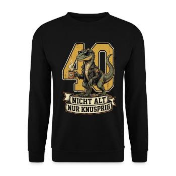 40 Geburtstag Dinosaurier Lustig - Unisex Pullover - Schwarz - Vorne - Alina (178cm) & Michal (187cm)