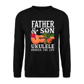 Père et fils Ukulélé Amis, musiciens à vie - Sweat-shirt Unisexe - noir - Devant - Alina (178cm) & Michal (187cm)
