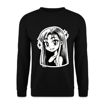 Manga Girl Portrait - Sweat-shirt Unisexe - noir - Devant - Alina (178cm) & Michal (187cm)