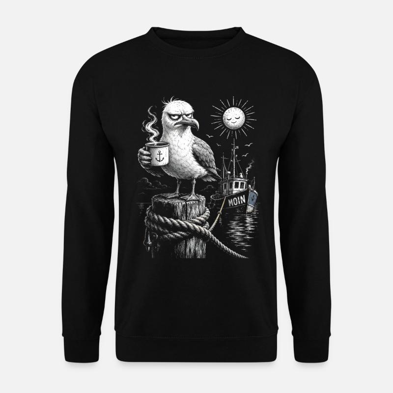 MOIN – Grummeliges Möwe mit Kaffee - Sweat-shirt Unisexe - noir