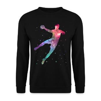 Handballspieler Handballer Weltraum Junge Handball - Unisex Pullover - Schwarz - Vorne - Alina (178cm) & Michal (187cm)