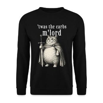 C’était les glucides, mon seigneur Funny Cat Médiéval - Sweat-shirt Unisexe - noir - Devant - Alina (178cm) & Michal (187cm)