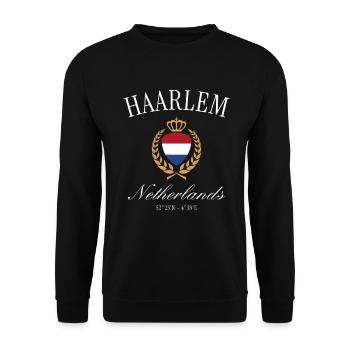 Couronne des armoiries de Haarlem – Souvenir de voyage aux Pays-Bas - Sweat-shirt Unisexe - noir - Devant - Alina (178cm) & Michal (187cm)
