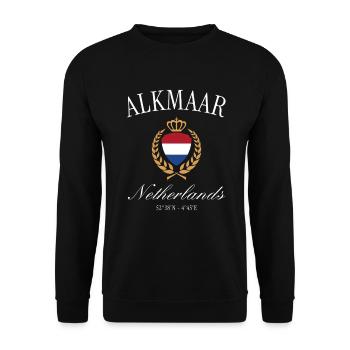 Alkmaar Wappen Krone – Niederlande Reise Souvenir - Unisex Pullover - Schwarz - Vorne - Alina (178cm) & Michal (187cm)