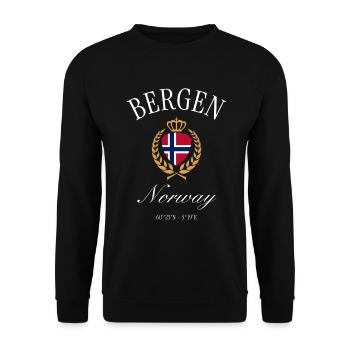 Couronne des armoiries de Bergen, Norvège, – Souvenir de voyage - Sweat-shirt Unisexe - noir - Devant - Alina (178cm) & Michal (187cm)