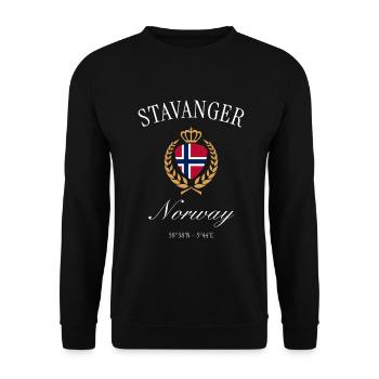 Stavanger Norway Coat of Arms Crown – Travel Souvenir - Unisex Sweatshirt - black - Front - Alina (178cm) & Michal (187cm)