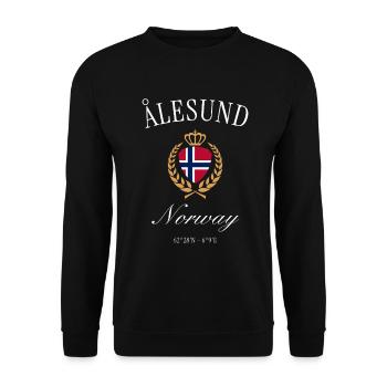 Ålesund Norway Coat of Arms Crown – Travel Souvenir - Unisex Sweatshirt - black - Front - Alina (178cm) & Michal (187cm)