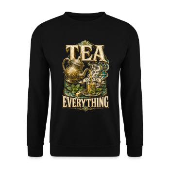 Le thé marocain au Maroc résout tout - Sweat-shirt Unisexe - noir - Devant - Alina (178cm) & Michal (187cm)